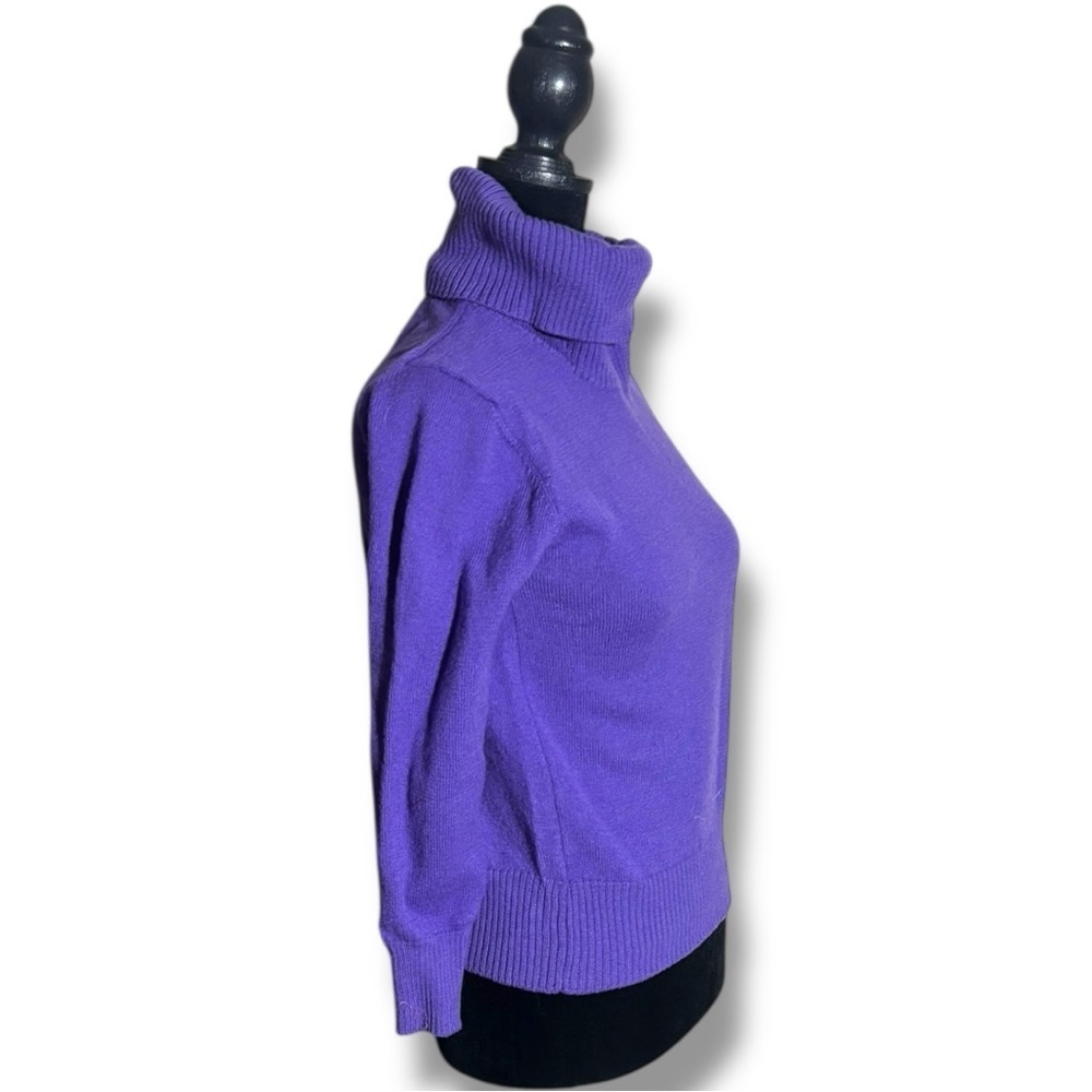 Bogner Vintage Cozy Vibrant Purple Turtleneck Long Sleeve Relaxed Fit Sweater - Picture 3 of 16